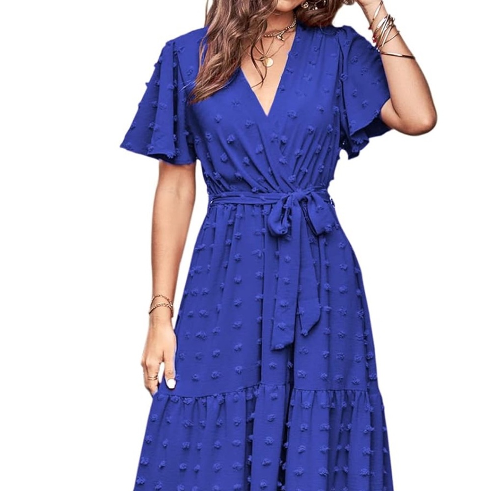 Royal blue maxi  faux wrap dress xl